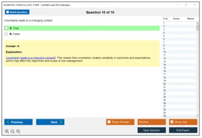 GAQM ISO-31000-CLA ISO 31000 - Certified Lead Risk Manager Practice test exam simulator test engine exam Prep practice test questions answers Image 10
