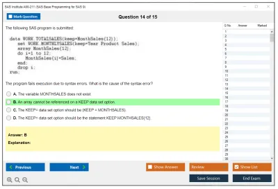 SAS Institute A00-211 SAS Base Programming for SAS 9 Practice test exam simulator test engine exam Prep practice test questions answers Image 14