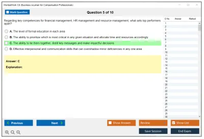 WorldatWork C8 Business Acumen for Compensation Professional Practice test exam simulator test engine exam Prep practice test questions answers Image 5