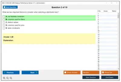 IBM C1000-085 IBM Netezza Performance Server V11.x Administrator Practice test exam simulator test engine exam Prep practice test questions answers Image 2