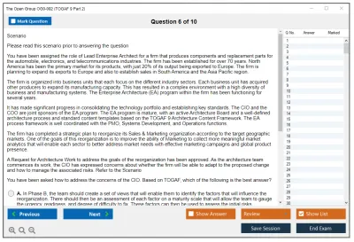 The Open Group OG0-092 TOGAF 9 Part 2 Practice test exam simulator test engine exam Prep practice test questions answers Image 6