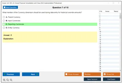 Oracle 1z0-1081-22 Oracle Financial Consolidation and Close 2022 Implementation Professional Practice test exam simulator test engine exam Prep practice test questions answers Image 7