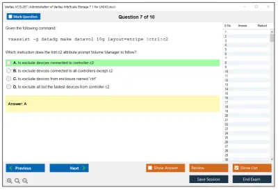 Veritas VCS-257 Administration of Veritas InfoScale Storage 7.1 for UNIX/Linux Practice test exam simulator test engine exam Prep practice test questions answers Image 7
