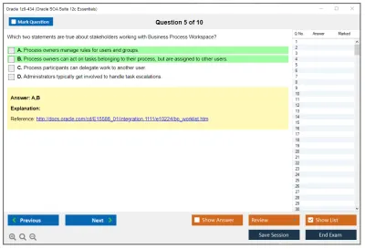 Oracle 1z0-434 Oracle SOA Suite 12c Essentials Practice test exam simulator test engine exam Prep practice test questions answers Image 5