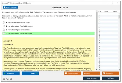 Microsoft 77-888 Microsoft Excel 2010 Expert Practice test exam simulator test engine exam Prep practice test questions answers Image 7