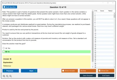 Microsoft MB-320 Microsoft Dynamics 365 for Finance and Operations-Manufacturing  Practice test exam simulator test engine exam Prep practice test questions answers Image 12