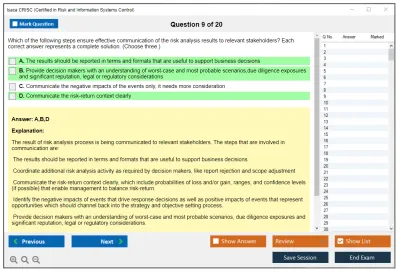 Isaca CRISC Certified in Risk and Information Systems Control Practice test exam simulator test engine exam Prep practice test questions answers Image 9