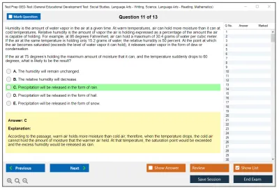 Test Prep GED-Test General Educational Development Test: Social Studies, Language Arts - Writing, Science, Language Arts - Reading, Mathematics Practice test exam simulator test engine exam Prep practice test questions answers Image 11