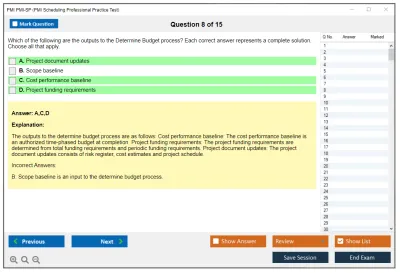 PMI PMI-SP PMI Scheduling Professional Practice test exam simulator test engine exam Prep practice test questions answers Image 8