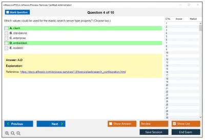 Alfresco APSCA Alfresco Process Services Certified Administrator Practice test exam simulator test engine exam Prep practice test questions answers Image 4