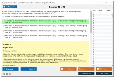 Google Professional-Cloud-Architect Google Certified Professional - Cloud Architect (GCP) Practice test exam simulator test engine exam Prep practice test questions answers Image 15