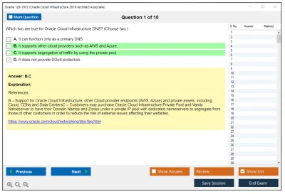 Oracle 1z0-1072 Oracle Cloud Infrastructure 2019 Architect Associate Practice test exam simulator test engine exam Prep practice test questions answers Image 1