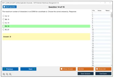 SAP C_EWM_95 SAP Certified Application Associate - SAP Extended Warehouse Management 9.5 Practice test exam simulator test engine exam Prep practice test questions answers Image 14