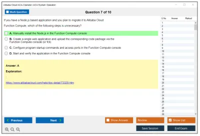 Alibaba Cloud ACA-Operator ACA System Operator Certification Practice test exam simulator test engine exam Prep practice test questions answers Image 7