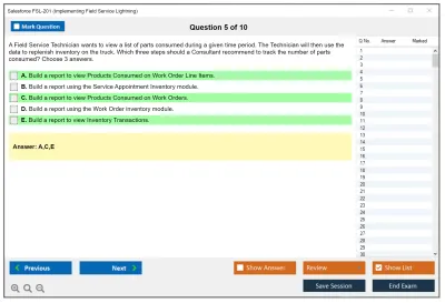 Salesforce FSL-201 Salesforce - Implementing Field Service Lightning Practice test exam simulator test engine exam Prep practice test questions answers Image 5