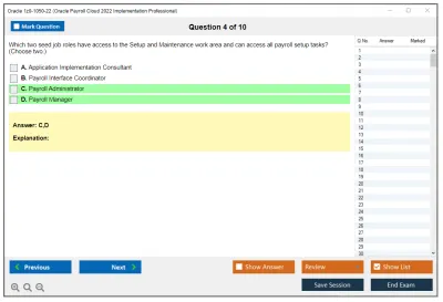 Oracle 1z0-1050-22 Oracle Payroll Cloud 2022 Implementation Professional Practice test exam simulator test engine exam Prep practice test questions answers Image 4