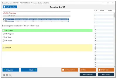 Dassault Systemes ENOV612-PRG V6 ENOVIA V6 Program Central (V6R2012) Practice test exam simulator test engine exam Prep practice test questions answers Image 4