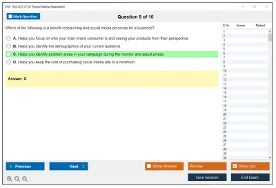 CIW 1D0-623 Social Media Strategist Practice test exam simulator test engine exam Prep practice test questions answers Image 8