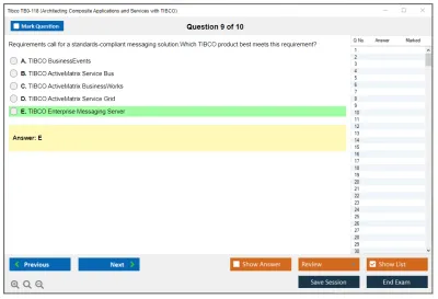 Tibco TB0-118 Architecting Composite Applications and Services with TIBCO Practice test exam simulator test engine exam Prep practice test questions answers Image 9