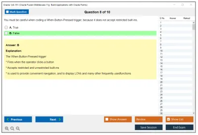 Oracle 1z0-151 Oracle Fusion Middleware 11g: Build Applications with Oracle Forms Practice test exam simulator test engine exam Prep practice test questions answers Image 8