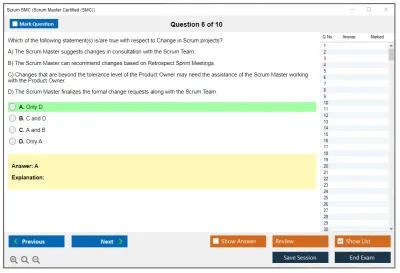 Scrum SMC Scrum Master Certified (SMC) Practice test exam simulator test engine exam Prep practice test questions answers Image 6