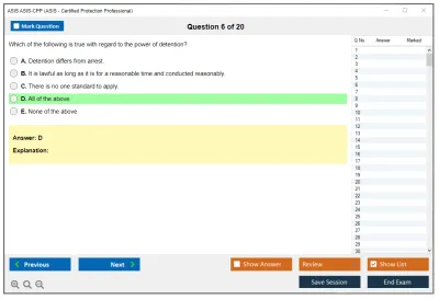 ASIS ASIS-CPP ASIS - Certified Protection Professional (CPP) Exam Practice test exam simulator test engine exam Prep practice test questions answers Image 6