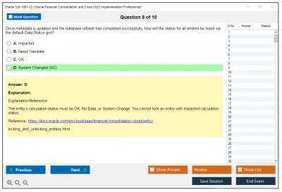 Oracle 1z0-1081-22 Oracle Financial Consolidation and Close 2022 Implementation Professional Practice test exam simulator test engine exam Prep practice test questions answers Image 8