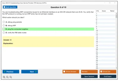 Cisco 300-515 Implementing Cisco Service Provider VPN Services (300-515 SPVI) Practice test exam simulator test engine exam Prep practice test questions answers Image 8