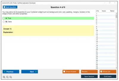 Android AFD-200 Flutter Certified Application Developer Practice test exam simulator test engine exam Prep practice test questions answers Image 4