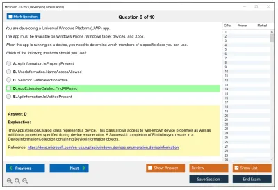 Microsoft 70-357 Developing Mobile Apps Practice test exam simulator test engine exam Prep practice test questions answers Image 9