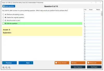 Oracle 1z0-1069-22 Oracle Recruiting Cloud 2022 Implementation Professional Practice test exam simulator test engine exam Prep practice test questions answers Image 9