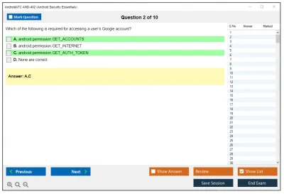 Android AND-402 Android Security Essentials Practice test exam simulator test engine exam Prep practice test questions answers Image 2