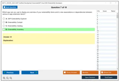 SAP C_S4CDK_2023 SAP Certified Development AssociateSAP Cloud SDK Extensibility Developer Practice test exam simulator test engine exam Prep practice test questions answers Image 7