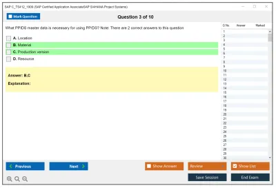 SAP C_TS412_1909 SAP Certified Application AssociateSAP S/4HANA Project Systems Practice test exam simulator test engine exam Prep practice test questions answers Image 3