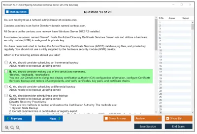 Microsoft 70-412 Configuring Advanced Windows Server 2012 R2 Services Practice test exam simulator test engine exam Prep practice test questions answers Image 13