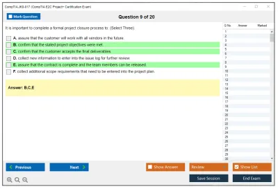 CompTIA JK0-017 CompTIA E2C Project+ Certification Exam Practice test exam simulator test engine exam Prep practice test questions answers Image 9