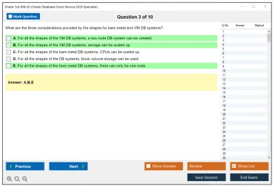 Oracle 1z0-998-20 Oracle Database Cloud Service 2020 Specialist Practice test exam simulator test engine exam Prep practice test questions answers Image 3