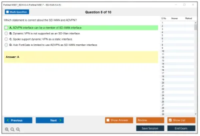 Fortinet NSE7_SDW-6.4 Fortinet NSE 7 - SD-WAN 6.4.5 Practice test exam simulator test engine exam Prep practice test questions answers Image 8