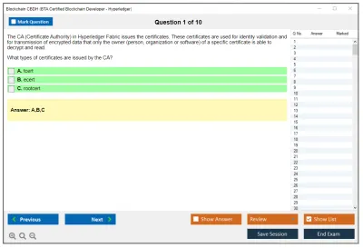Blockchain CBDH BTA Certified Blockchain Developer – Hyperledger Practice test exam simulator test engine exam Prep practice test questions answers Image 1