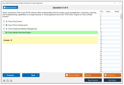 Cisco 500-460 Enterprise Mobility Essentials for Sales Engineers Practice test exam simulator test engine exam Prep practice test questions answers Image 5