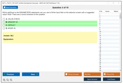 SAP C_TAW12_750 SAP Certified Associate - Developer - ABAP with SAP NetWeaver 7.50 Practice test exam simulator test engine exam Prep practice test questions answers Image 3