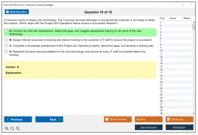 Cisco 820-605 Cisco Customer Success Manager (CSM) Practice test exam simulator test engine exam Prep practice test questions answers Image 15