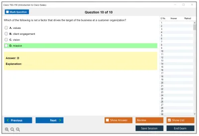 Cisco 700-150 Introduction to Cisco Sales Practice test exam simulator test engine exam Prep practice test questions answers Image 10