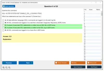 Oracle 1z0-062 Oracle Database 12c: Installation and Administration Practice test exam simulator test engine exam Prep practice test questions answers Image 6