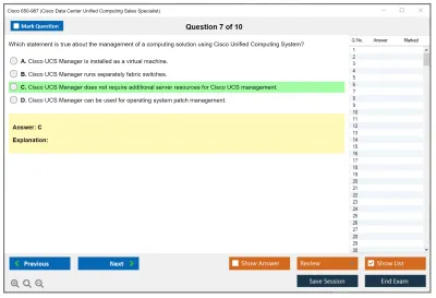 Cisco 650-987 Cisco Data Center Unified Computing Sales Specialist Practice test exam simulator test engine exam Prep practice test questions answers Image 7