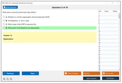EMC DES-9131 Specialist - Infrastructure Security Exam Practice test exam simulator test engine exam Prep practice test questions answers Image 5