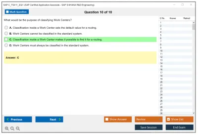 SAP C_TS411_2021 SAP Certified Application Associate - SAP S/4HANA R&D Engineering Practice test exam simulator test engine exam Prep practice test questions answers Image 10