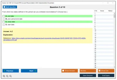 Oracle 1z0-1087-20 Oracle EPM Account Reconciliation 2020 Implementation Essentials Practice test exam simulator test engine exam Prep practice test questions answers Image 5
