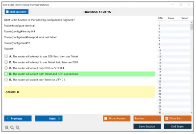 Exin SCNS SCNS Tactical Perimeter Defense Practice test exam simulator test engine exam Prep practice test questions answers Image 13