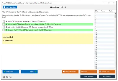 Avaya 78950X Avaya Contact Center Select Implementation and Maintenance Exam Practice test exam simulator test engine exam Prep practice test questions answers Image 1